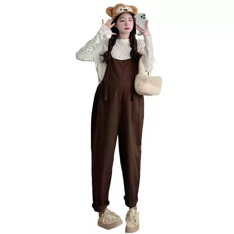 Set for pregnant, T-shirt, overall for leisure, trousers, Korean style