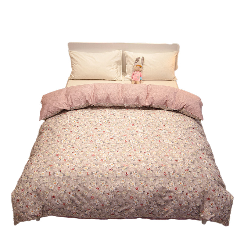 Ropa de cama de algodón de cuatro piezas de algodón 2025 nuevo estilo fresco edredón floral ropa de cama de dormitorio de tres piezas para cuatro estaciones