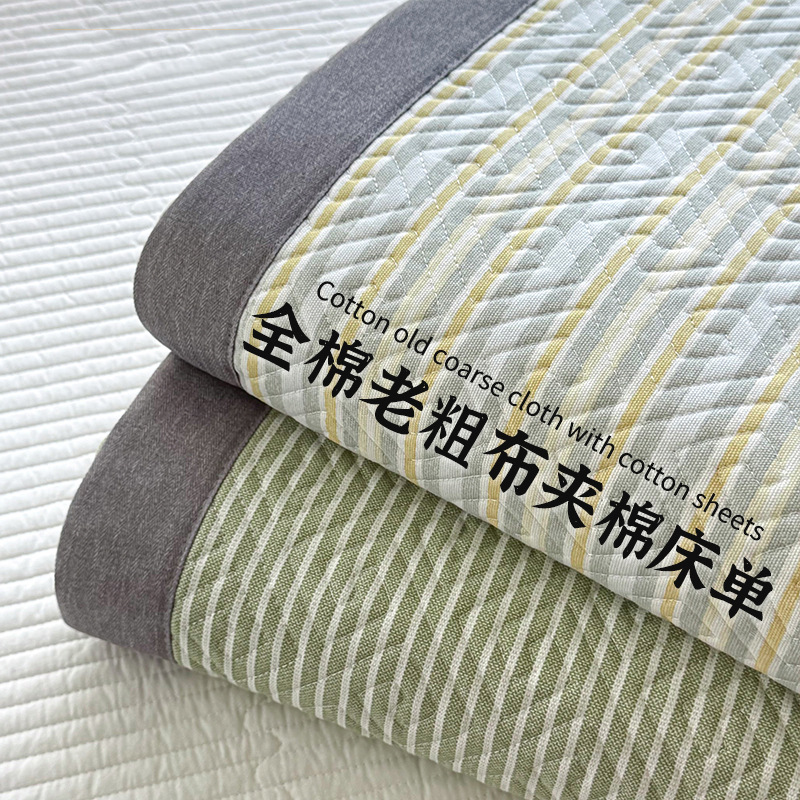 Sábana de tela gruesa vieja de algodón de verano pieza única 100 colchones individuales de algodón, funda de almohada individual, juego de tres piezas, nuevo estilo 2025