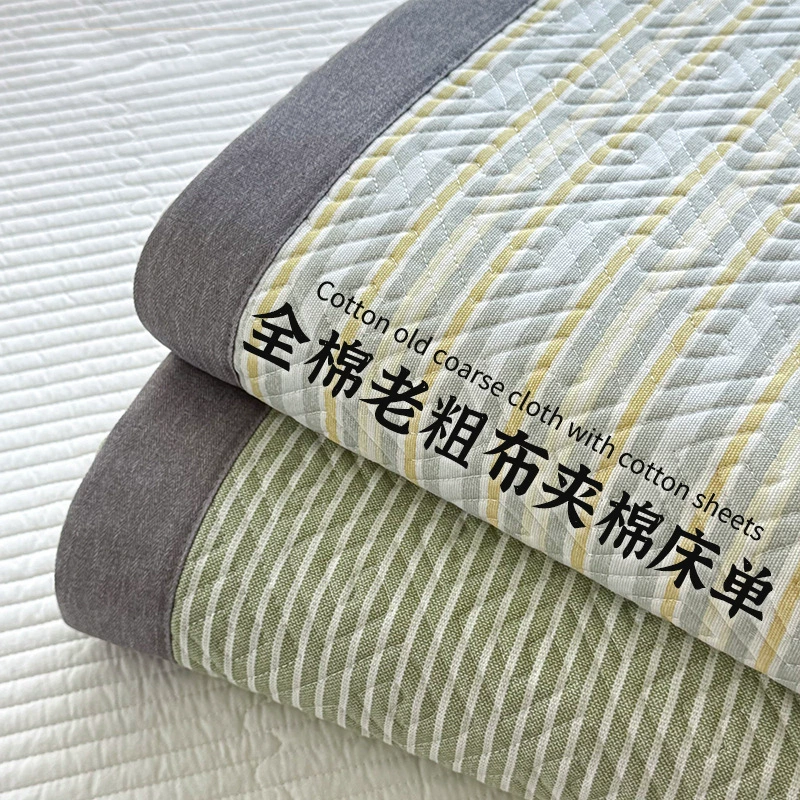 Летняя простыня из грубой ткани из чистого хлопка, цельный комплект из 100% хлопка, одинарный охлаждающий коврик, пододеяльник, наволочка, комплект из трех предметов, новая модель 2025 года.