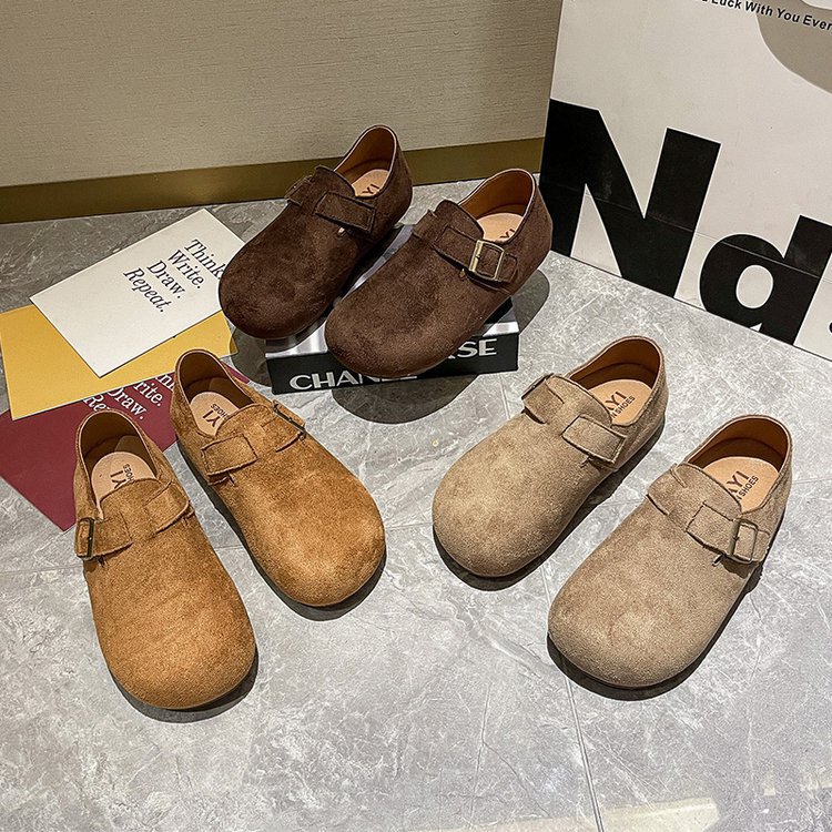 反绒面一脚蹬博肯单鞋女2025秋冬新款软底软面搭扣豆豆女鞋批发|undefined