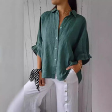 创意款2024春季清新风清新甜美涤纶开衫翻领宽松型女式衬衫