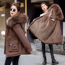 加绒加厚防寒派克棉服女冬季新款收腰宽松韩版保暖棉袄棉衣外套
