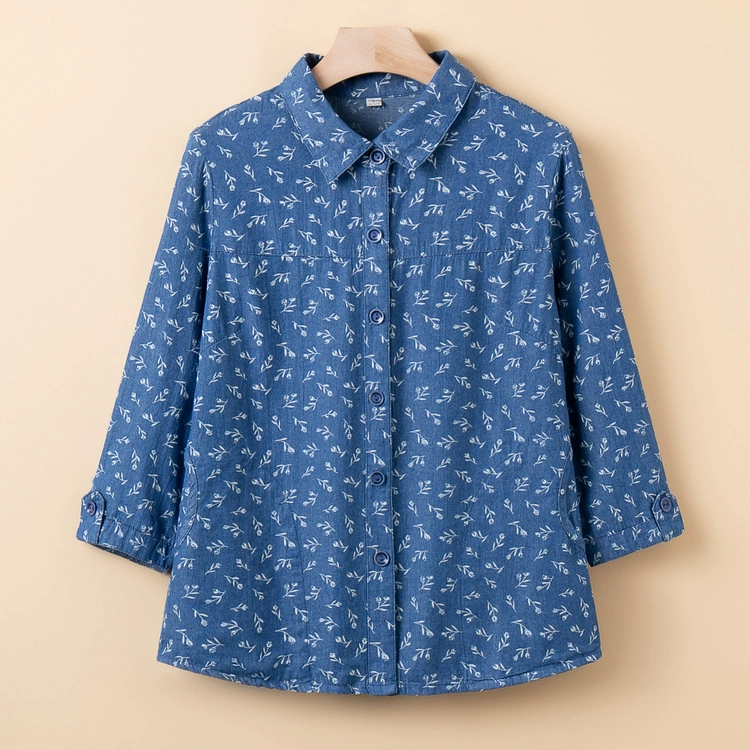 Мама среднего возраста осенняя рубашка с длинными рукавами свободная иностранная повседневная кардиган топ среднего возраста женская весенняя осенняя рубашка