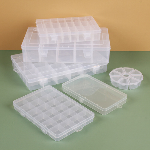 Transparent plastic 24-grid jewelry storage box electronic component accessories box classification grid jewelry box small parts box