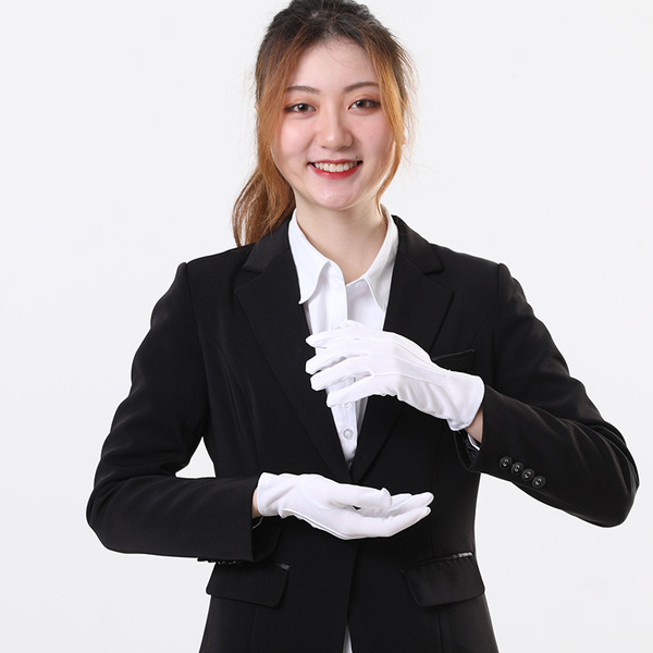 Sanjin etiquette black and white gloves men and women short -thin