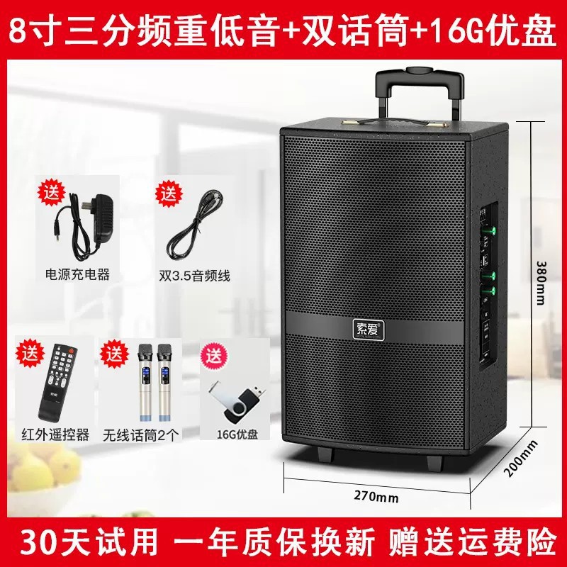 Soei F36 Square Dance Audio Show Outdoor K Dance 15 pulgadas barra móvil altavoz Bluetooth con micrófono