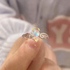 Cute advanced design ring with stone for beloved, 2 carat, on index finger