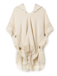 Spring Autumn Winter Women's Plus Size Hollow Tassel Knitwear Pullover Button Batwing Shirt Hooded Poncho Women's Shawl Sweater