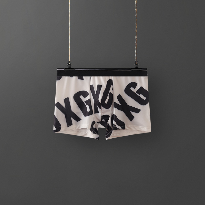 Ropa interior de los hombres de seda de hielo calzoncillos de los hombres verano transpirable cómodo moda personalidad Boxer shorts niños pantalones personalidad