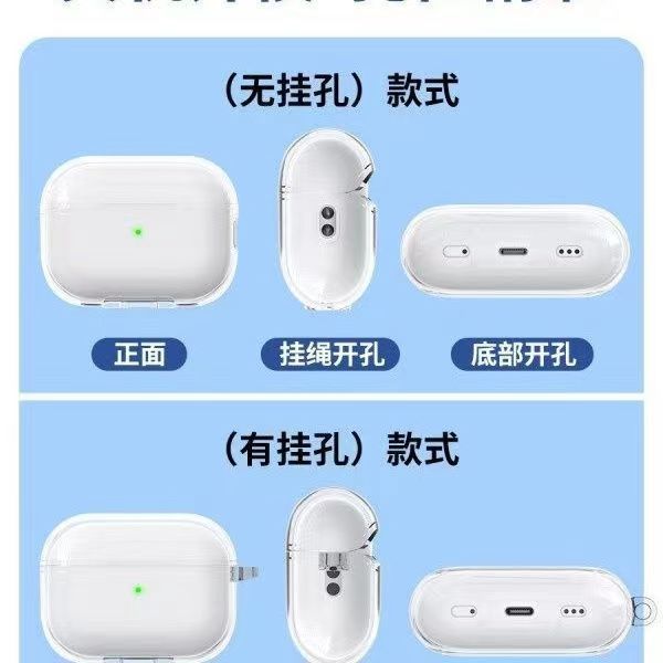 适用苹果Airpodspro3/4代新款简约普通透明素材TPU高级感耳机壳套|undefined