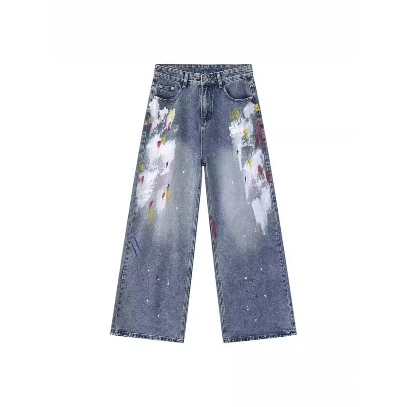 Star EAT Graffiti Paint Dot Loose Jeans Men's Fashion Brand Washed American Style Wide Leg Pants 2024 New Star EAT Graffiti Paint Dot Loose Jeans Men's Fashion Brand Washed American Style Wide Leg Pants 2024 New