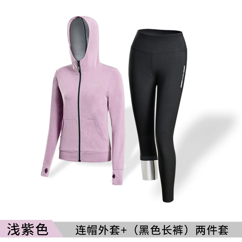Sports set running suit, hooded or stand-collar jacket with leggings, plus sizes S–3XL