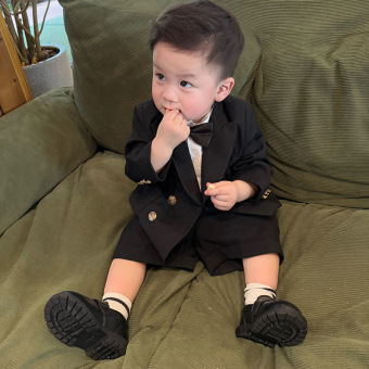 花童男童礼服套装宝宝周岁儿童西装男宝宝生日英伦风小男孩小西服
