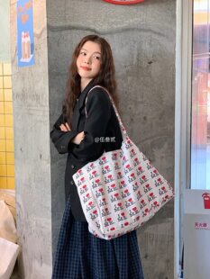 Atmospheric capacious shopping bag, one-shoulder bag, Korean style