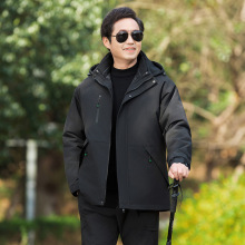 冬季新款中年男士连帽外穿外套脱卸保暖内胆棉衣大码爸爸装棉服