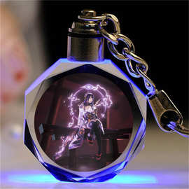 厂家原神卡通动漫发光水晶钥匙扣书包挂件雷电将军生日礼物毕直销