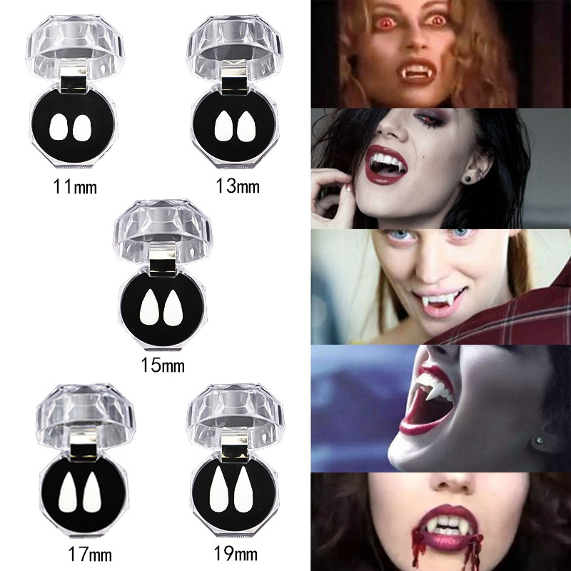 Amazon venta caliente dientes falsos cos props dientes de vampiro simulación maquillaje fantasma jugando lefe dientes de tigre