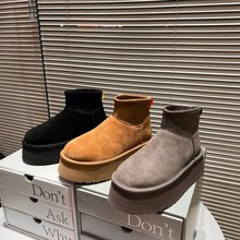 厚底增高雪地靴女款加绒勃肯鞋短靴2025新款冬季加厚保暖面包棉鞋