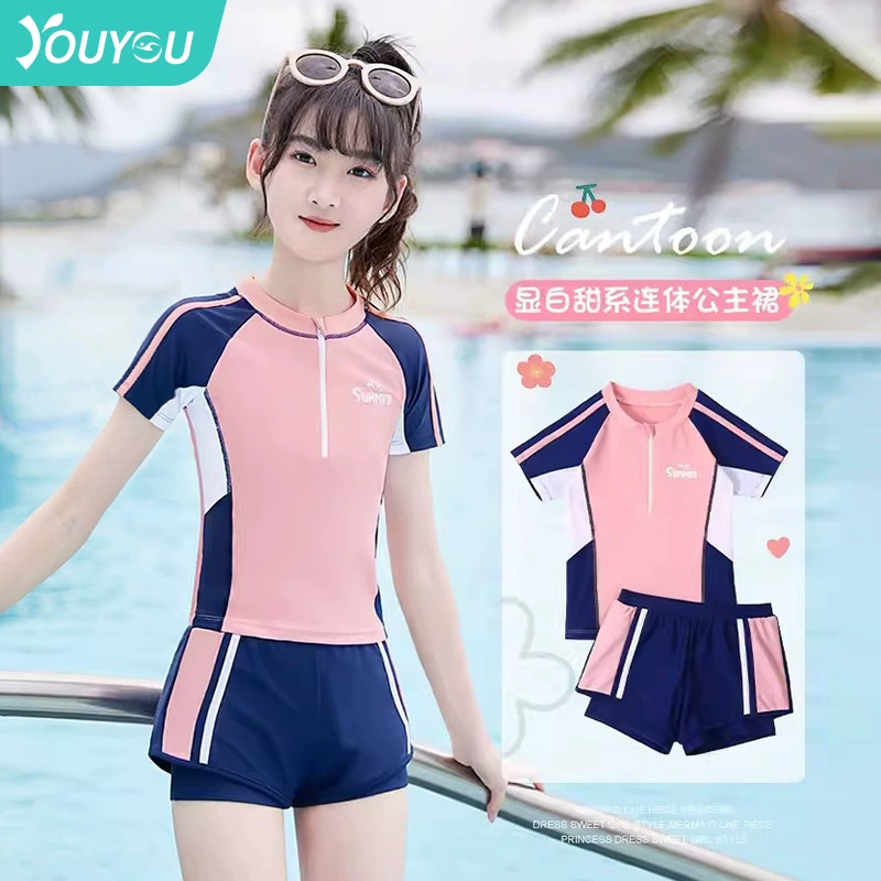 Детский купальник для девочек, новинка 2024, разделенный купальник, детский купальник для девочек среднего и большого размера, тренировочное оборудование для плавания с горячими источниками