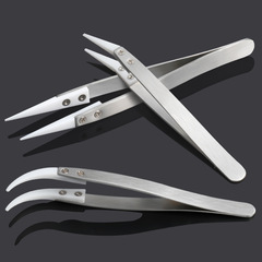 Stainless steel tweezers with replaceable heads, ceramic tweezers, resistant to high temperature, acid and alkali corrosion, DIY tools, anti-oxidation tweezers accessories