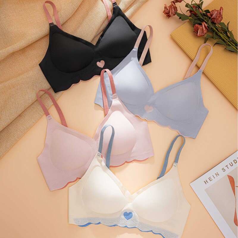 Manufacturer's Foreign Trade Glossy Nude Thin One-Piece Seamless Underwear for Women with Small Breasts Push-Up Bra Without Rims