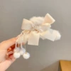 Белый, бант с жемчугом (≈11 cm)