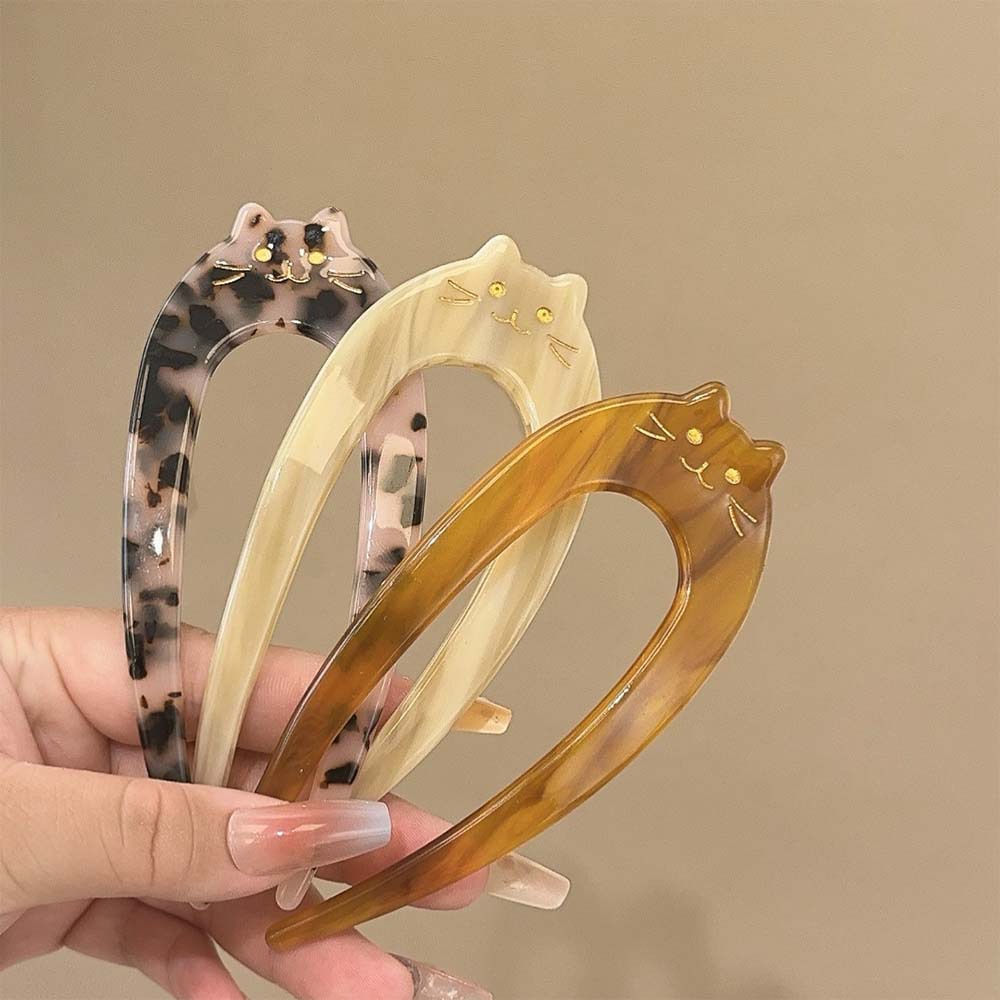 Acetato coreano pinzas de cabello, dispositivo de cabello mágico, pinzas de cabello en forma de U, pinzas de cabello para niños, pinzas de cabello para gatitos, adornos de cabello para perezosos