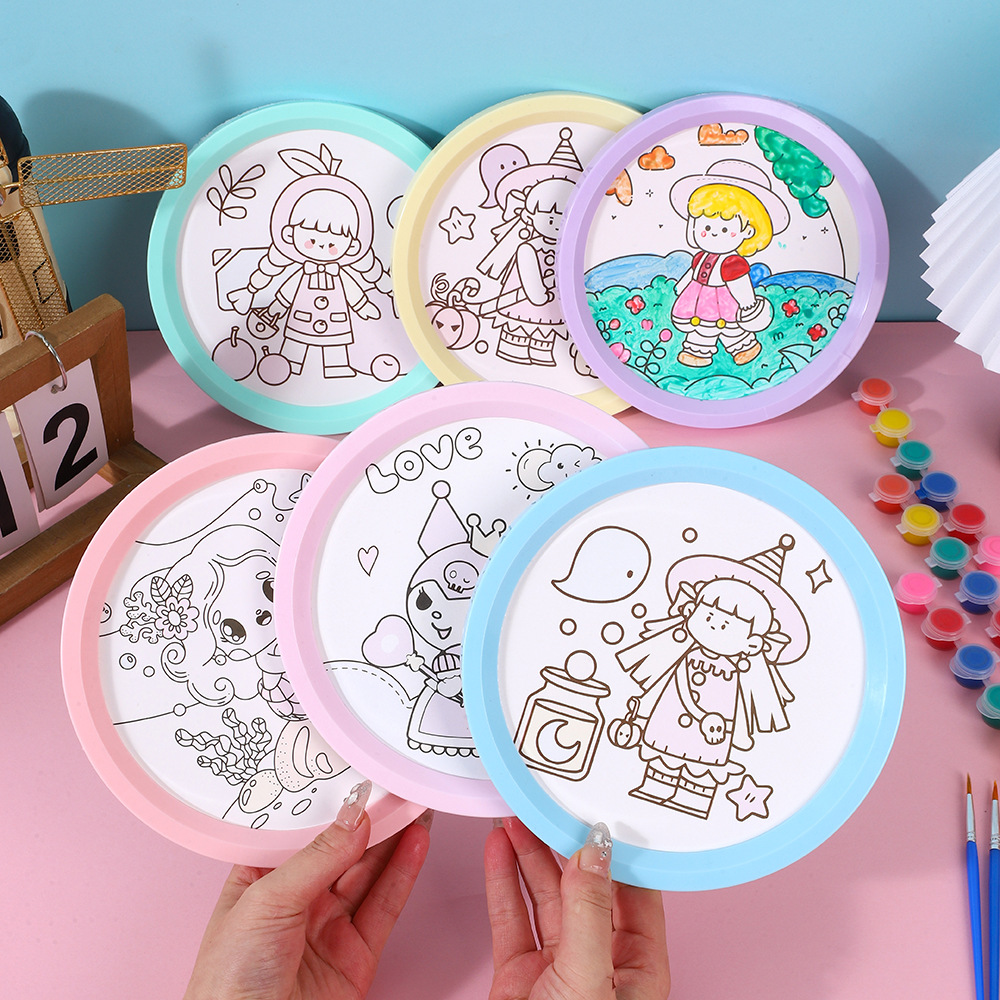 Sanlio children's watercolor suit puzzle diy handmade graffiti cartoon digital oil painting coloring border painting