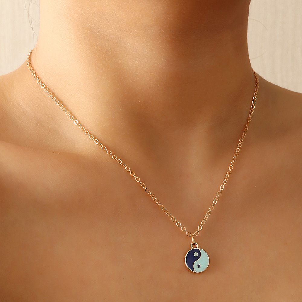 simple Yin Yang Tai Chi oil drop earrings color gossip necklace