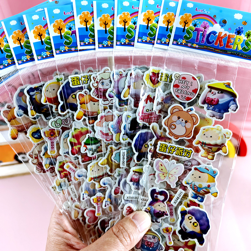Pegatinas de burbujas de dibujos animados para niños Sanrio Kapibala Ice Animal Dinosaur Cars 3D Pegatinas estéreo