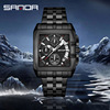 Men's steel belt, fashionable trend quartz watches, square fluorescence calendar, wholesale