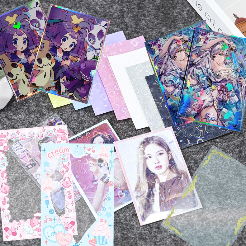 Patrón de impresión personalizado, impresión de tarjeta de juego transparente, revestimiento de tarjeta pequeña estrella, embalaje de varios tamaños, película de tarjeta de juego de mesa