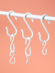 日本KM塑料S型掛鈎免打孔廚房浴室S鈎軟頭衣櫥家用防掉落掛鈎