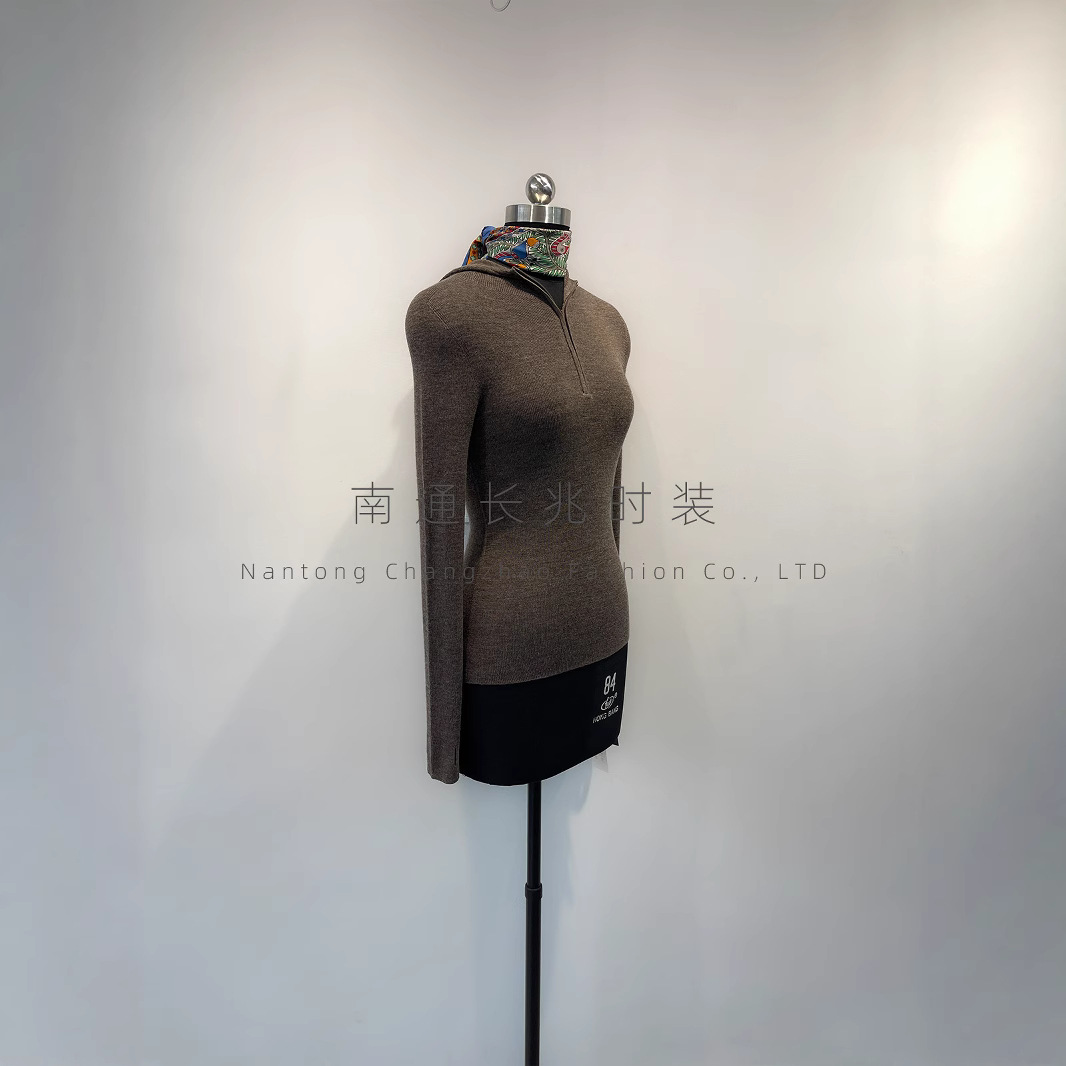 Biella德国扬子纱100S柔滑亲肤无缝软弹针织羊毛打底帽衫外套女秋