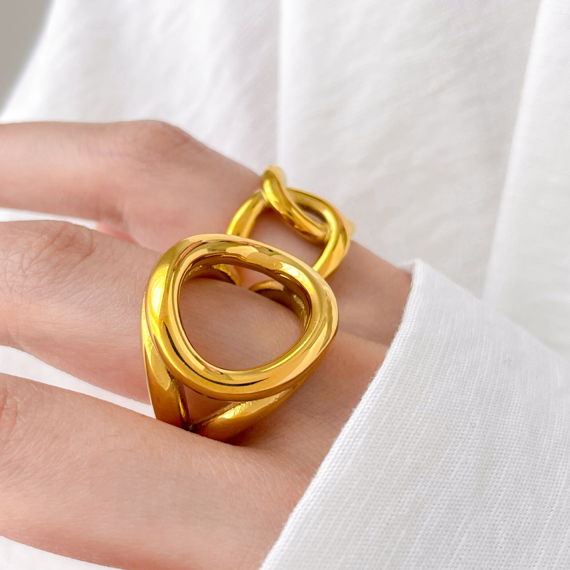 Joyería Al Por Mayor Estilo Simple Estilo Clásico Geométrico Acero Titanio Enchapado Anillos display picture 16