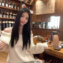 秋冬新款蝴蝶结美式仿水貂慵懒毛衣宽松个性加厚打底上衣针织衫女