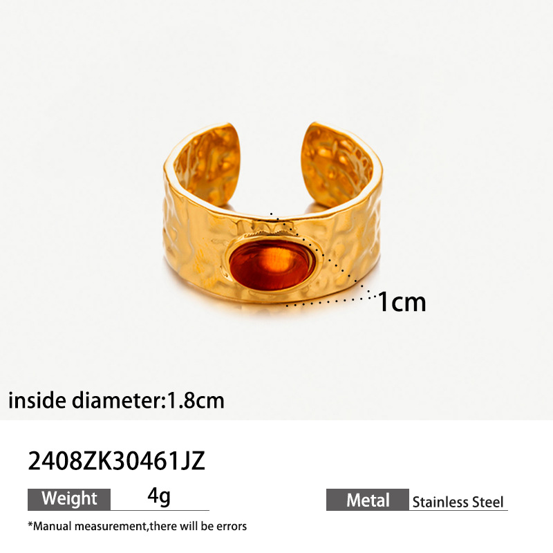 Anillo de acero inoxidable de piedra natural de acero inoxidable transfronterizo diseño irregular anillo de anillo en la moda