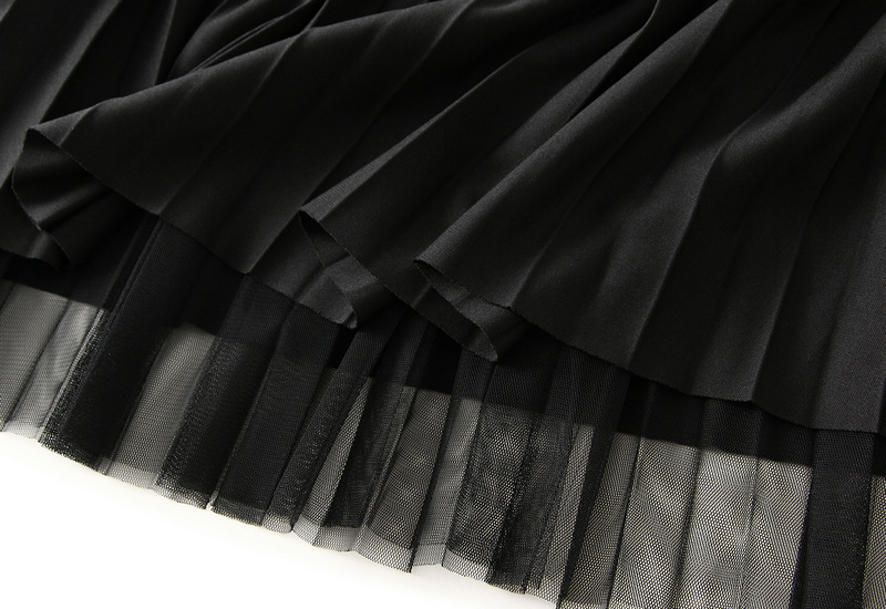 Women's Clothing Double sided pleated skirt gauze skirt half length large size a line skirt belly covering skirt _voghion.com