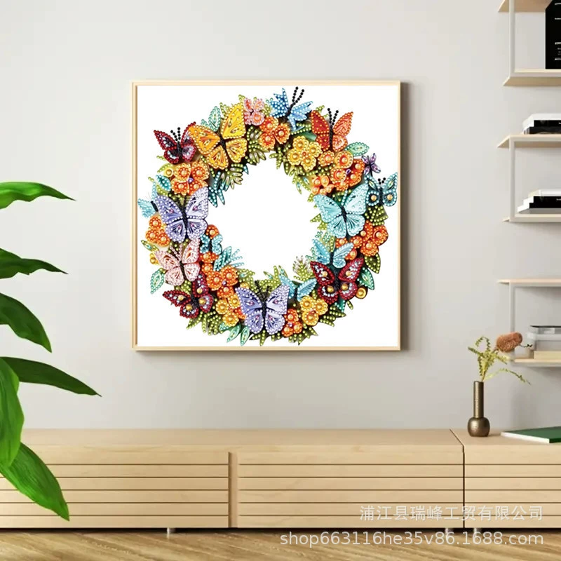 DIY набор для вышивки в форме особой фигуры, Diamond Painting Kit, алмазная вышивка, декоративная картина в гостиной, бабочка, цветок, кросс-бордер