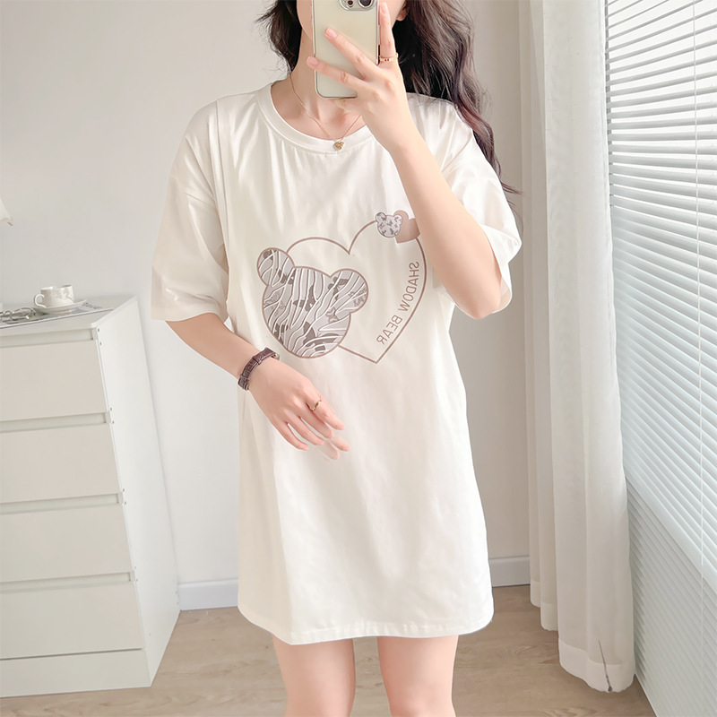 お出かけ用純綿授乳服、おしゃれなホットママ風マタニティTシャツ、春夏半袖ボトムスシャツ、授乳トップス、夏服|undefined