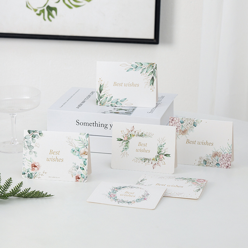 Gold-leafed blessing bouquet gift cards, gold-leafed blessing greeting cards, watercolor flowers, small cards, wholesale for flower shops, baking, birthday cards