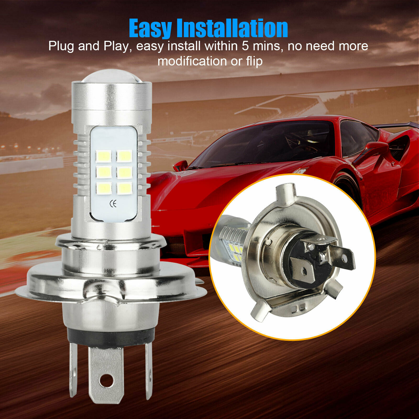 Lámpara de niebla de automóvil LED H4 / 9003 2835 21SMD reformado de alta potencia luz de niebla
