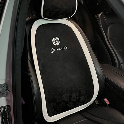 Seat Cushion, Winter Car Seat – Seat cushion, seat cover - universal-for-all-seasons-small-camellia-black-linen-backrest-single-no-specifications