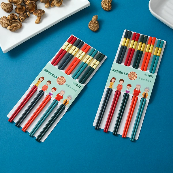 Color Chinese blessing Hengfang chopsticks 5 double card card