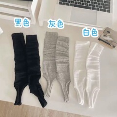 芭蕾风踩脚袜套夏季薄款小腿袜女纯色显瘦美腿长筒袜双针堆堆袜子