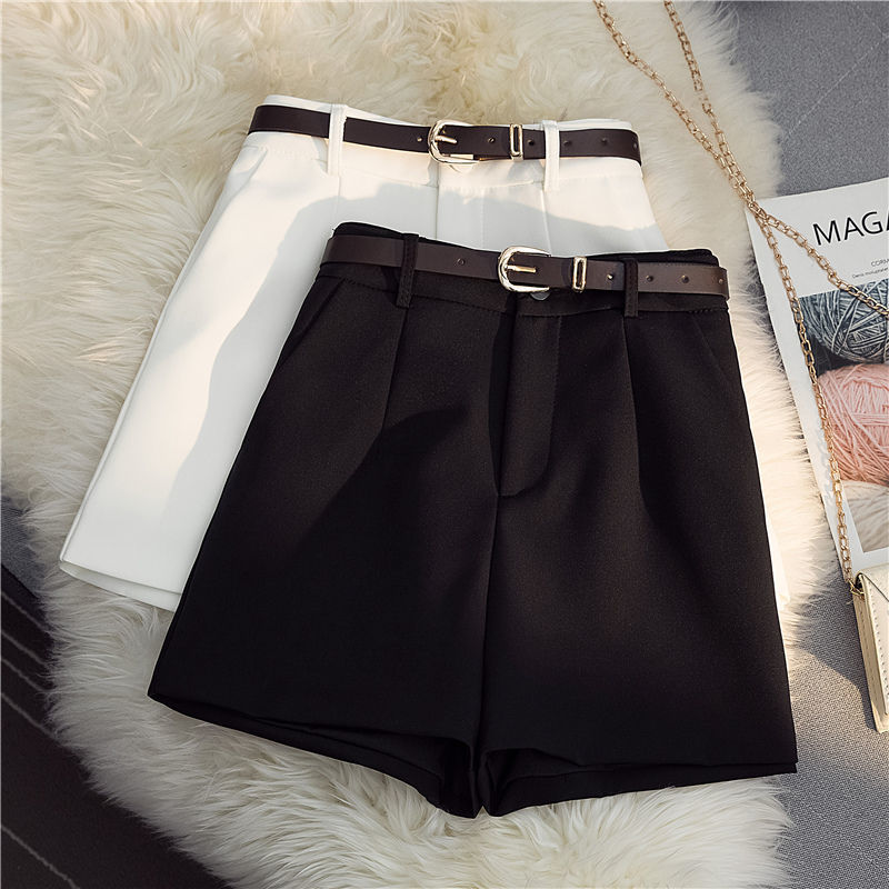 Suit White Shorts for Women 2025 Spring & Fall High-Waisted Slimming Look A-Line Wide-Leg Pants Loose Outer Casual Pants with Lining