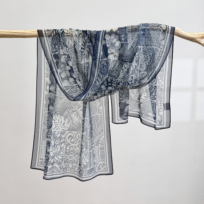 New Style Georgette Wide Silk-Like Scarf for Women, Spring and Summer High-End Shawl, Thin Summer Scarf New Style Georgette Wide Silk-Like Scarf for Women, Spring and Summer High-End Shawl, Thin Summer Scarf