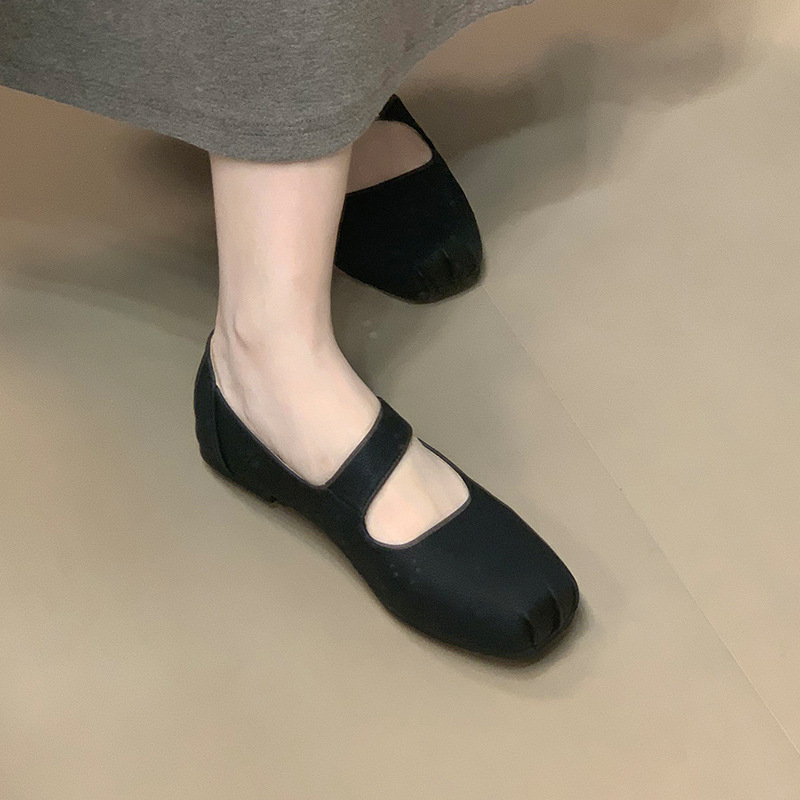 羊皮版~法式方头芭蕾舞晚晚风温柔鞋气质高级感一字带女浅口单鞋|undefined