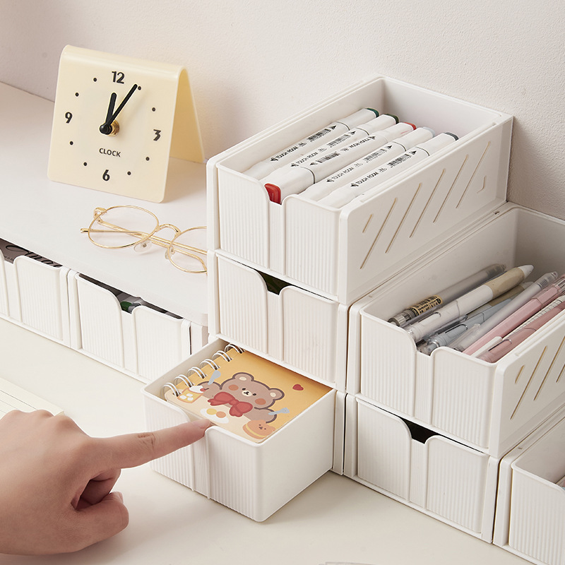 Computer Elevated Rack Stationery Bathroom Office Desk Japanese Cosmetics Stackable Student Finishing Desktop Storage Box